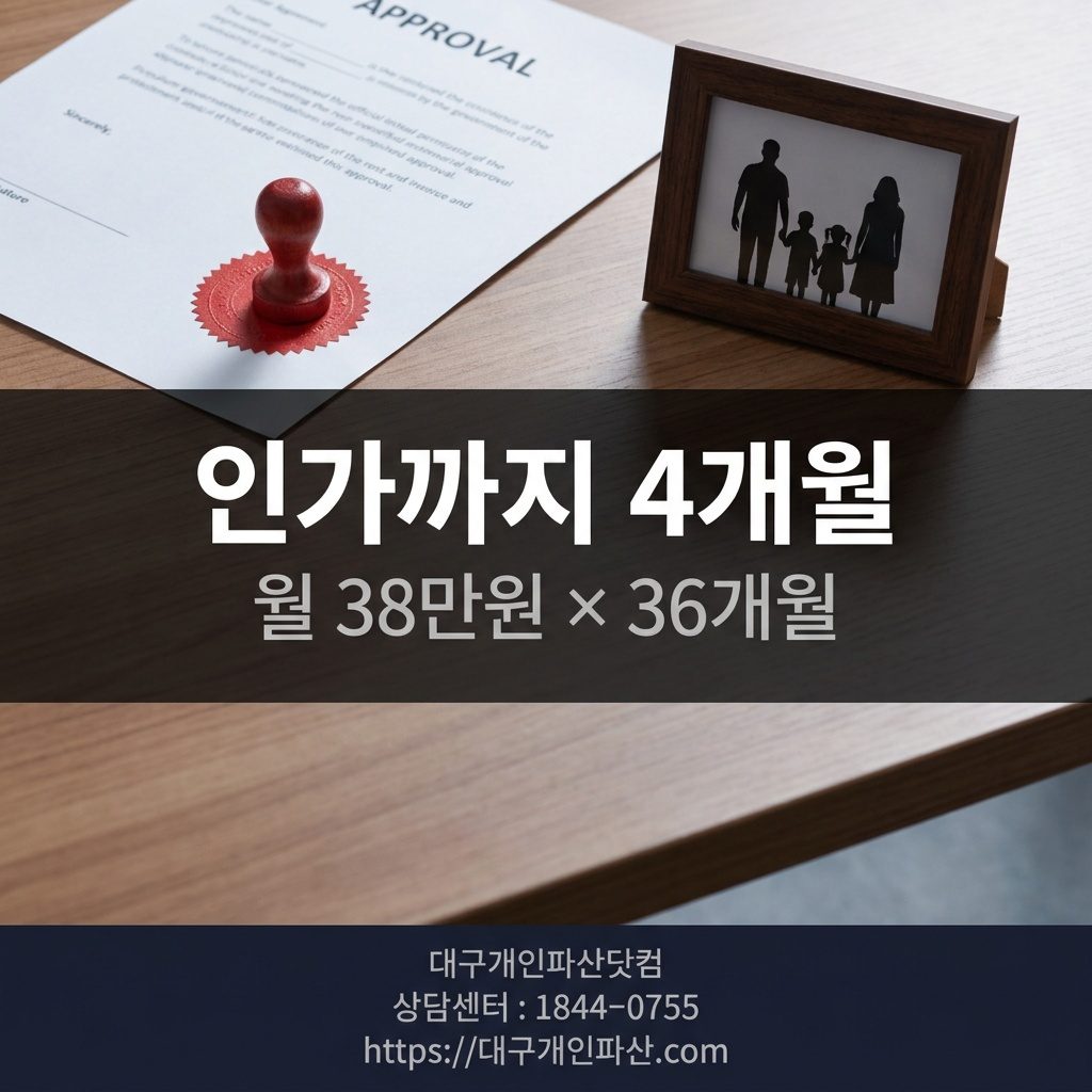 개인회생 인가 결정문과 가족사진 액자